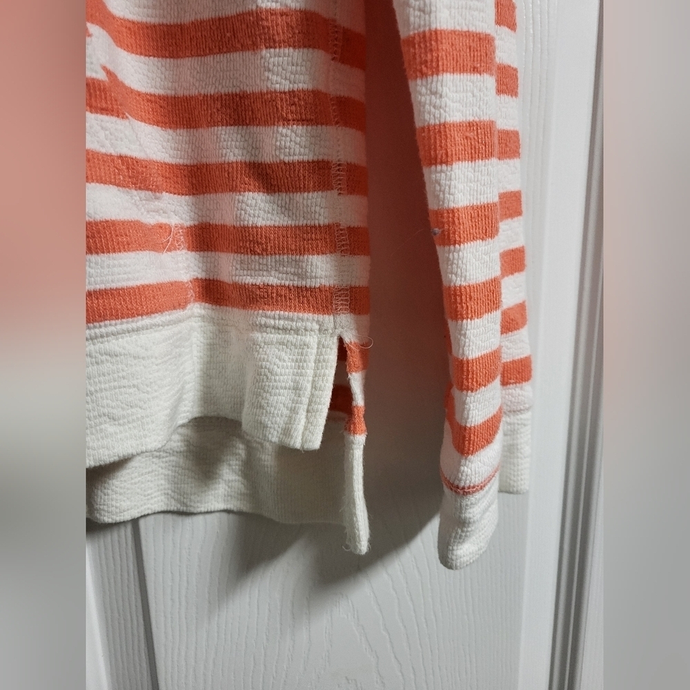 Jones New York Womens Striped Peach and White Hoodie Size M - Picture 6 of 10